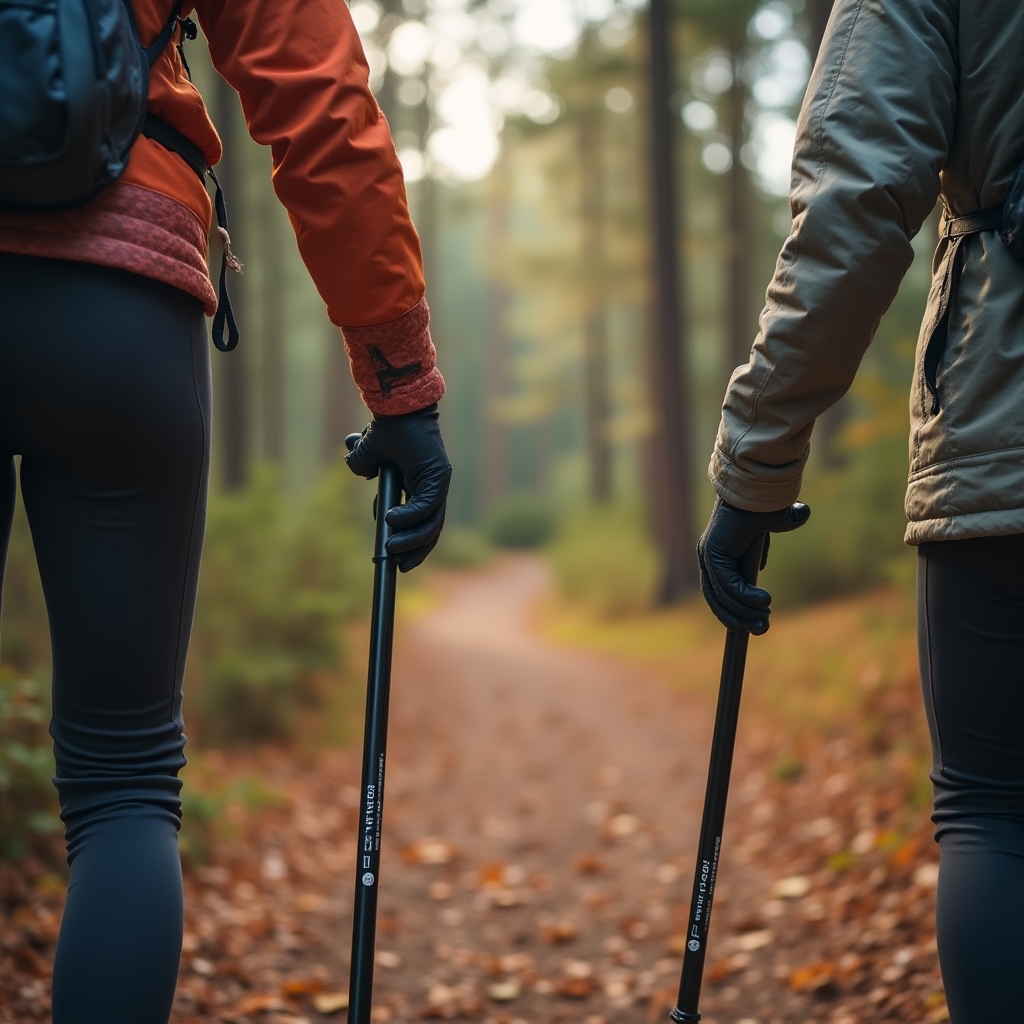 Nordic walking z kijkami w polskim lesie