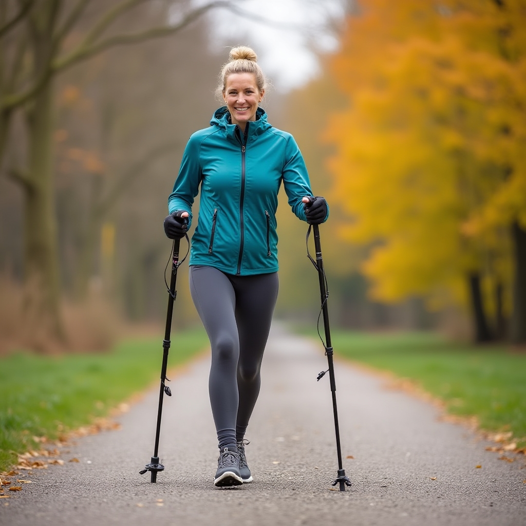 Prawidłowa technika nordic walking na ścieżce parkowej